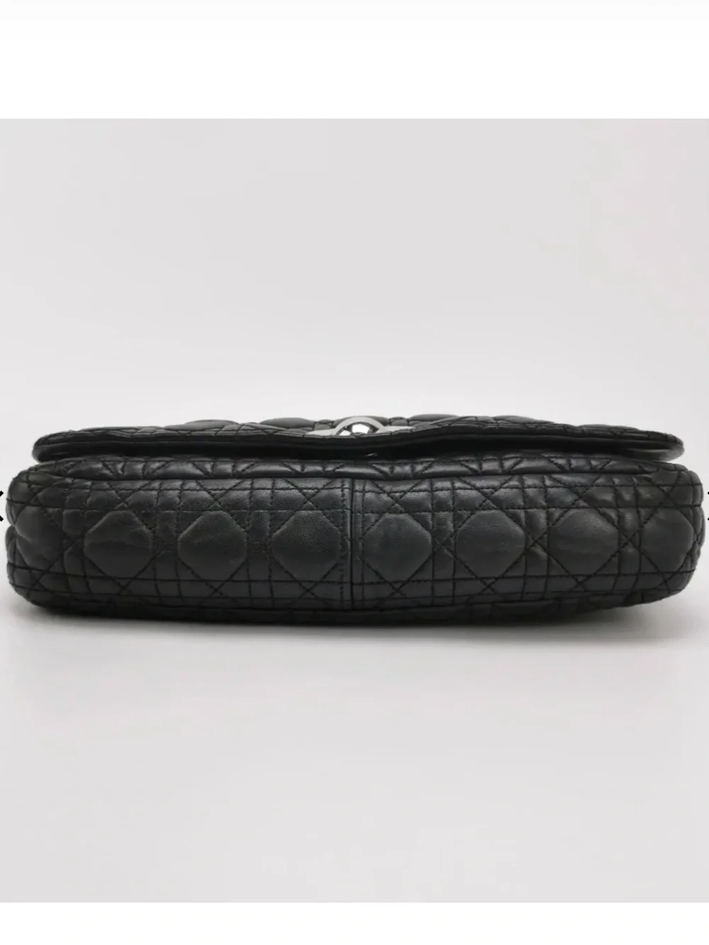 Dior Black Cannage Lambskin Shoulder Bag with Silver Logo Charms